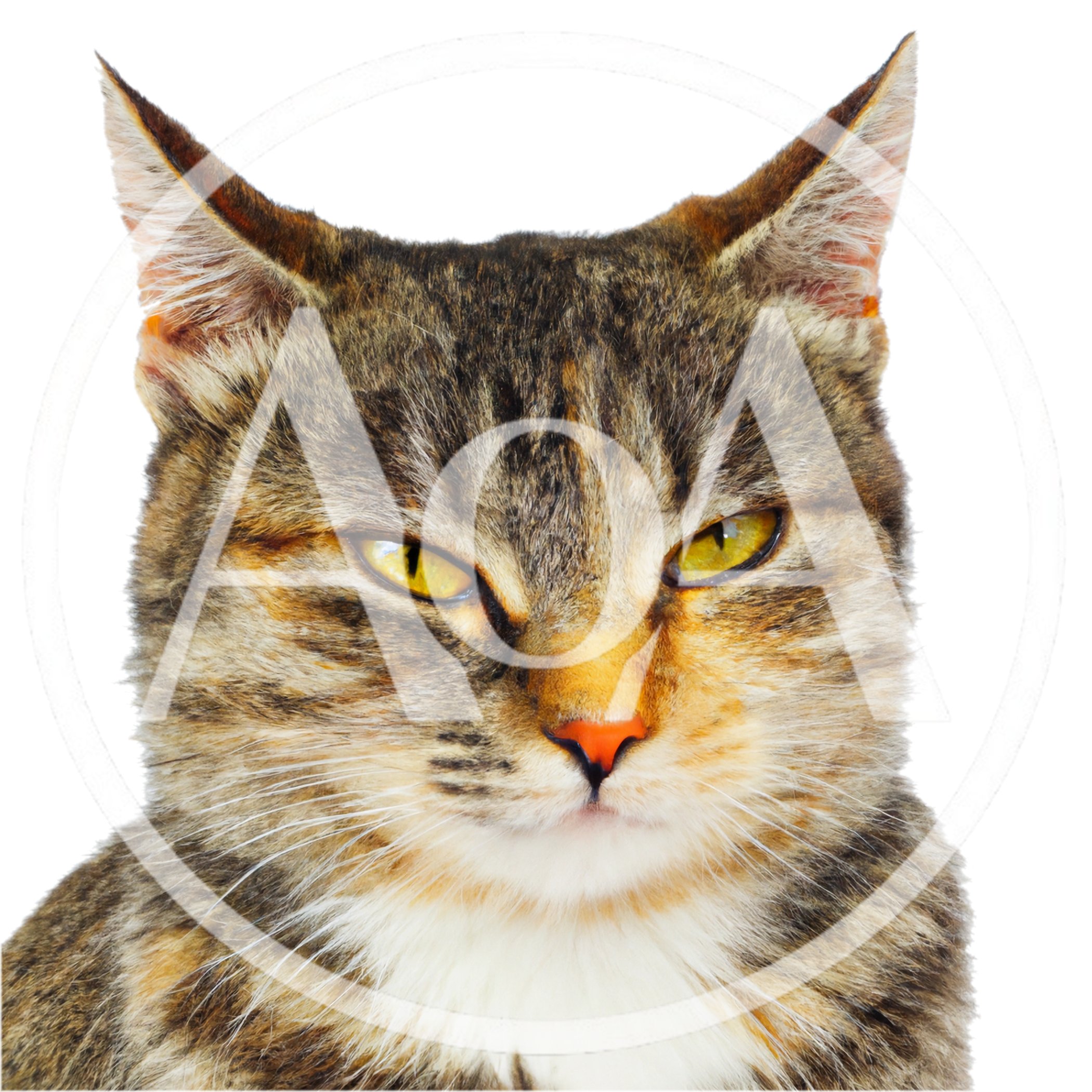 Portrait Of A Tabby Cat With Yellow Eyes