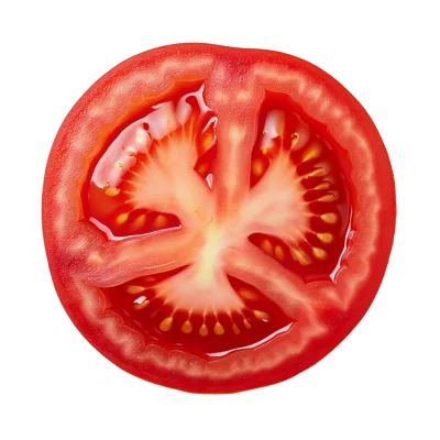 Fresh Red Tomato Slice Isolated On White Background