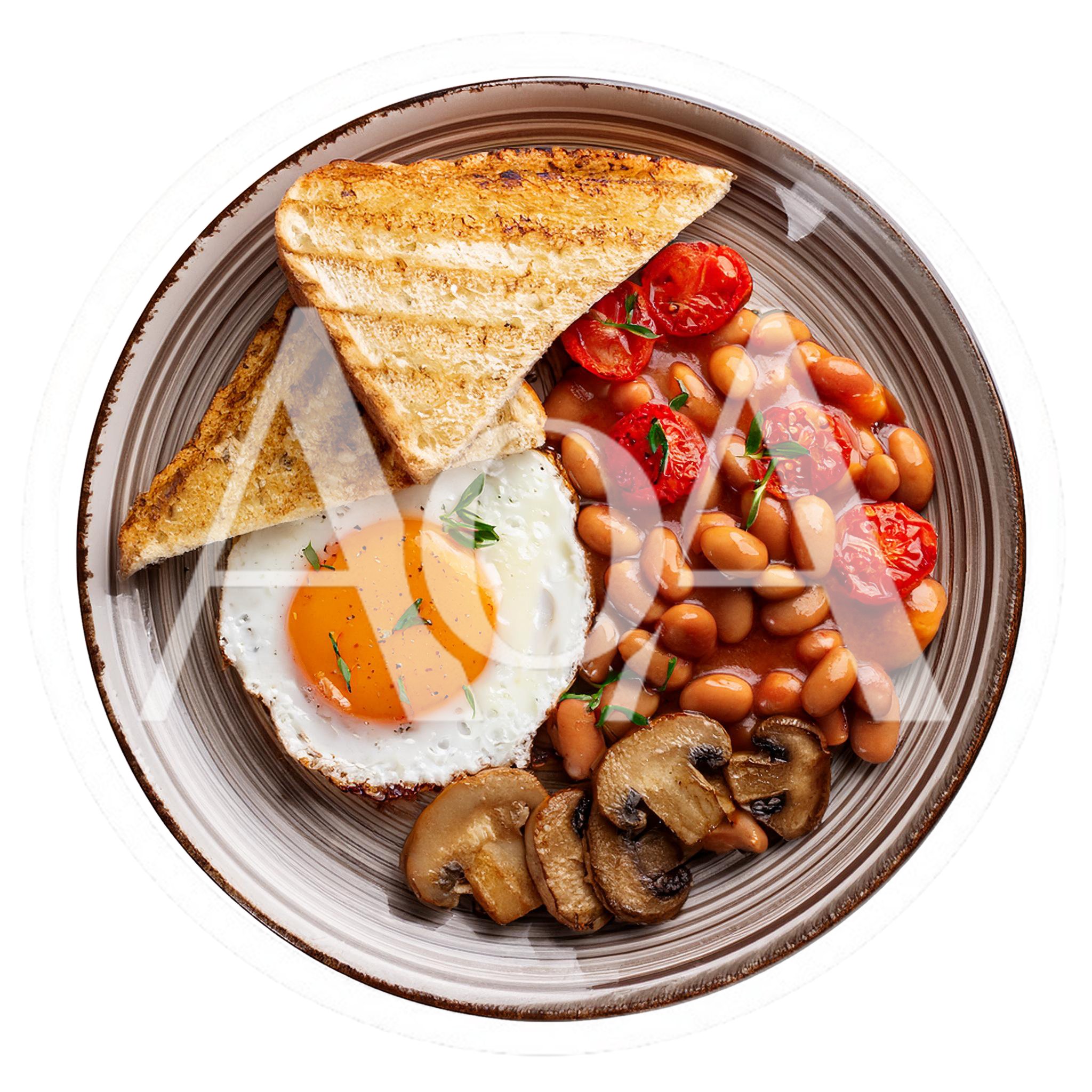 Full English Breakfast Plate With Egg Beans And Toast