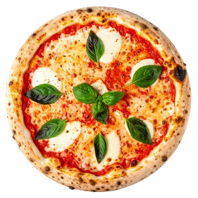Fresh Margherita Pizza With Basil Leaves