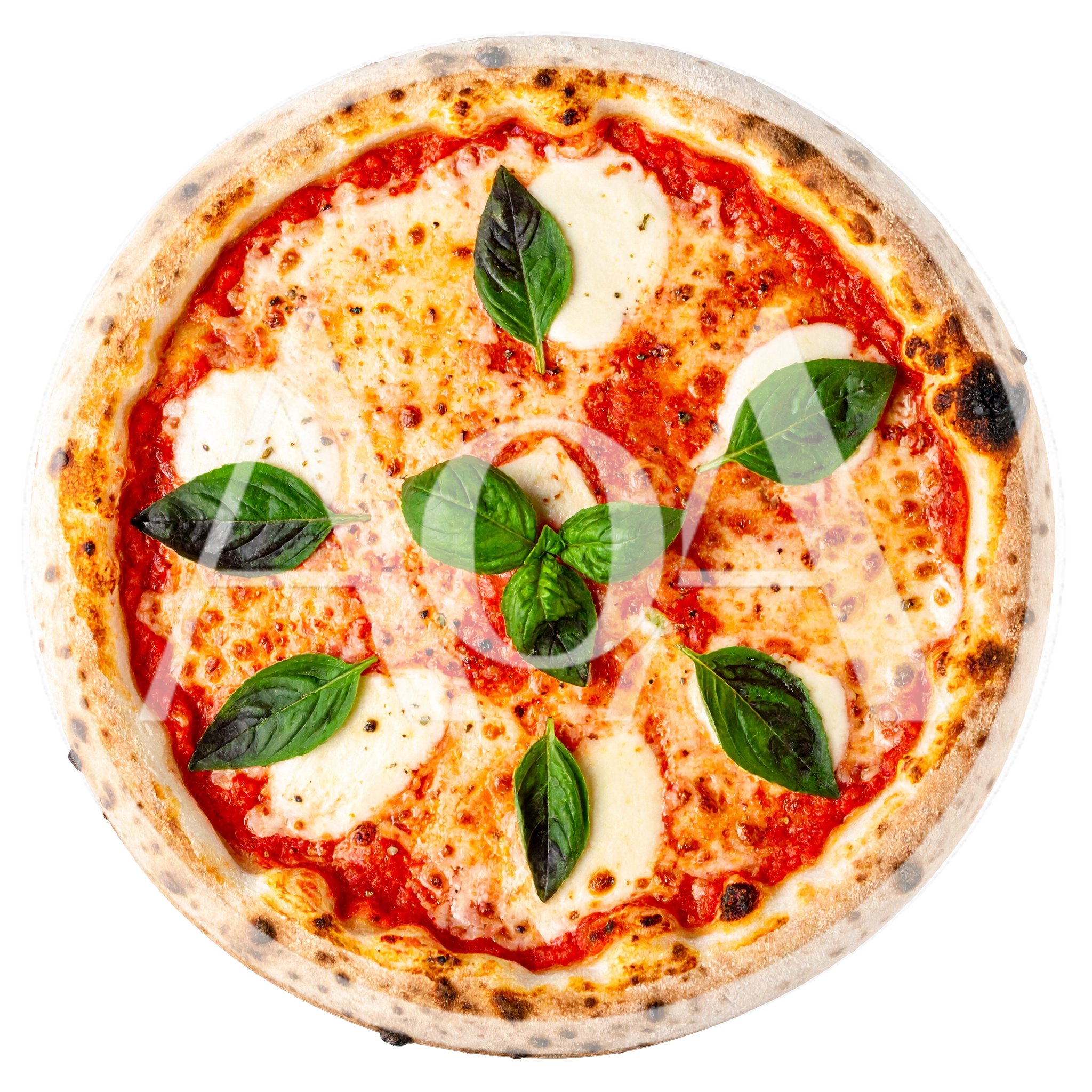 Fresh Margherita Pizza With Basil Leaves