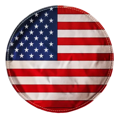 Circular American Flag Patch With Stitched Border
