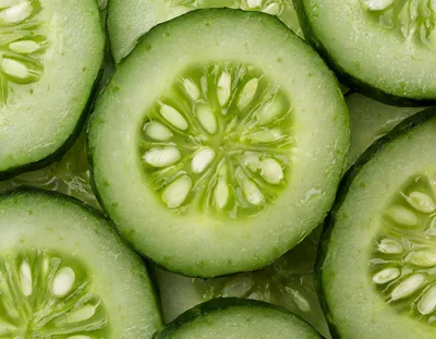 Fresh Sliced Cucumber Rounds Close Up