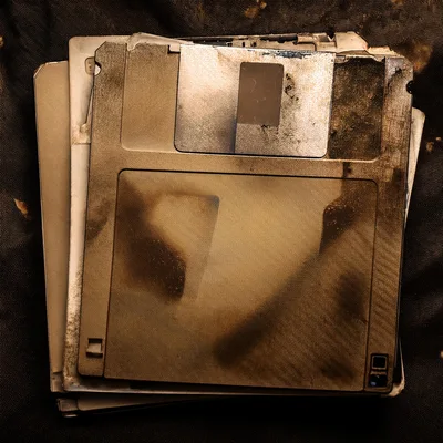 Stack Of Old Weathered Floppy Disks