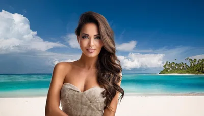 Beautiful Woman Posing On A Tropical Beach