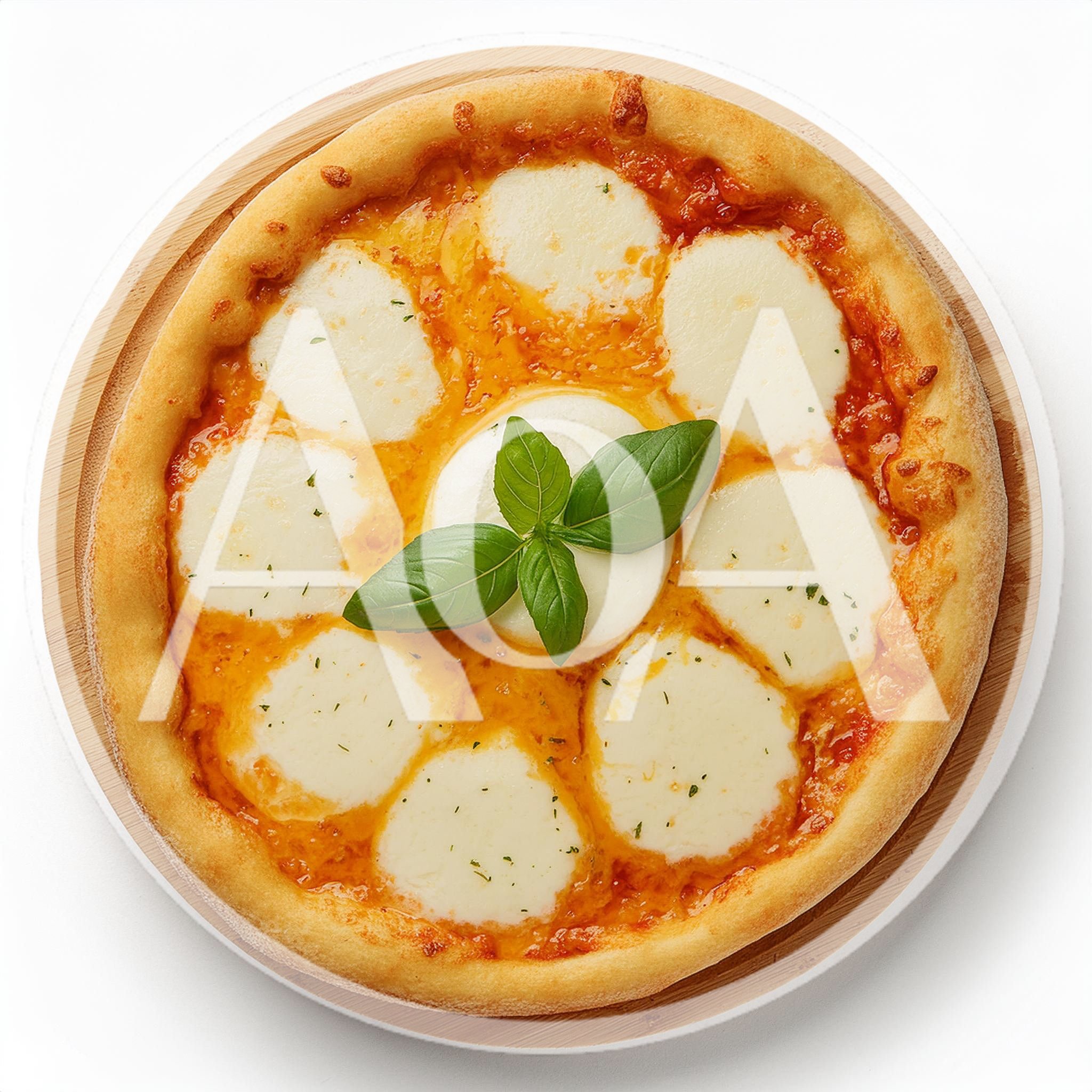 Fresh Margherita Pizza On A Wooden Serving Board