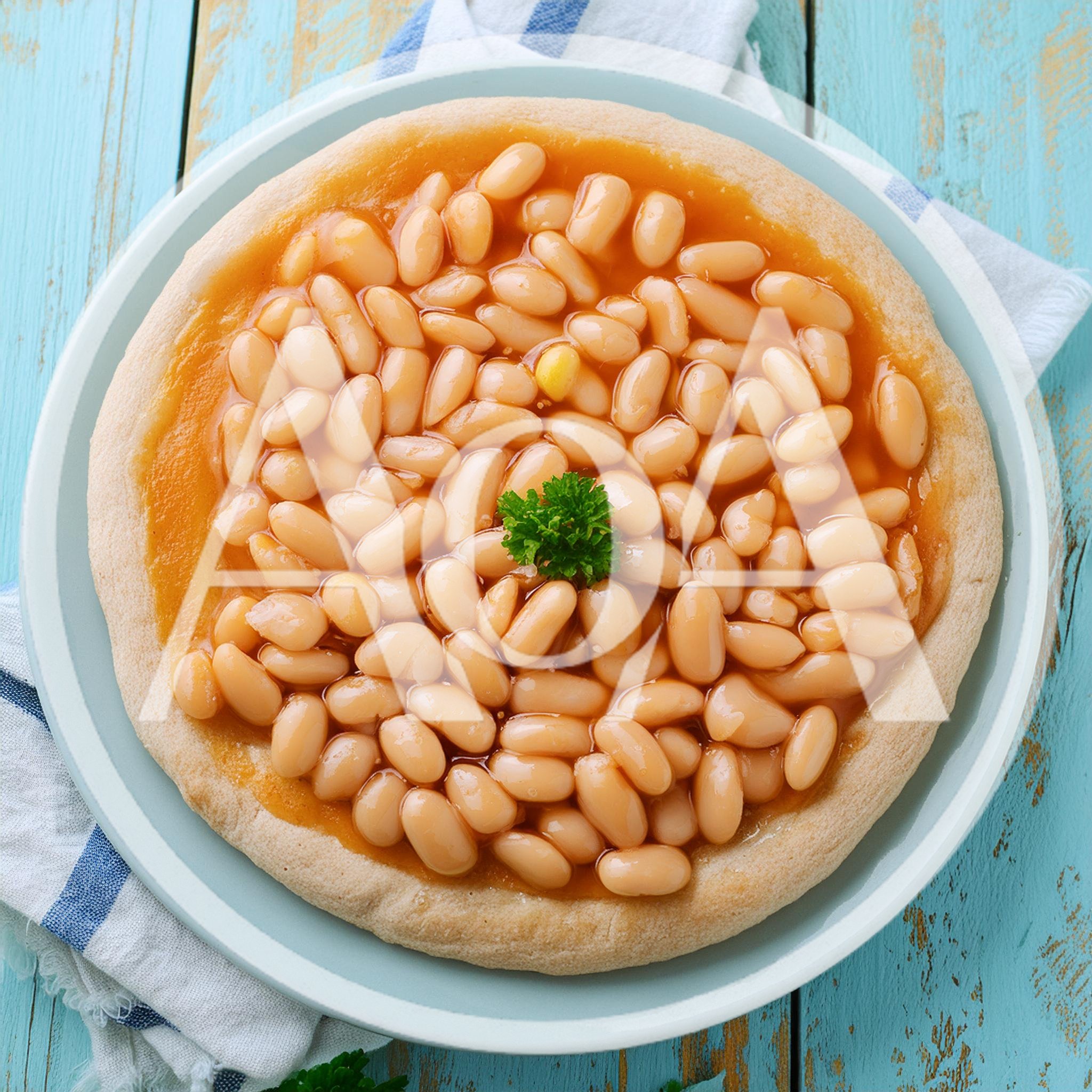 Baked Beans On Flatbread Pizza Base