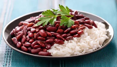 Plate Of Red Beans And White Rice