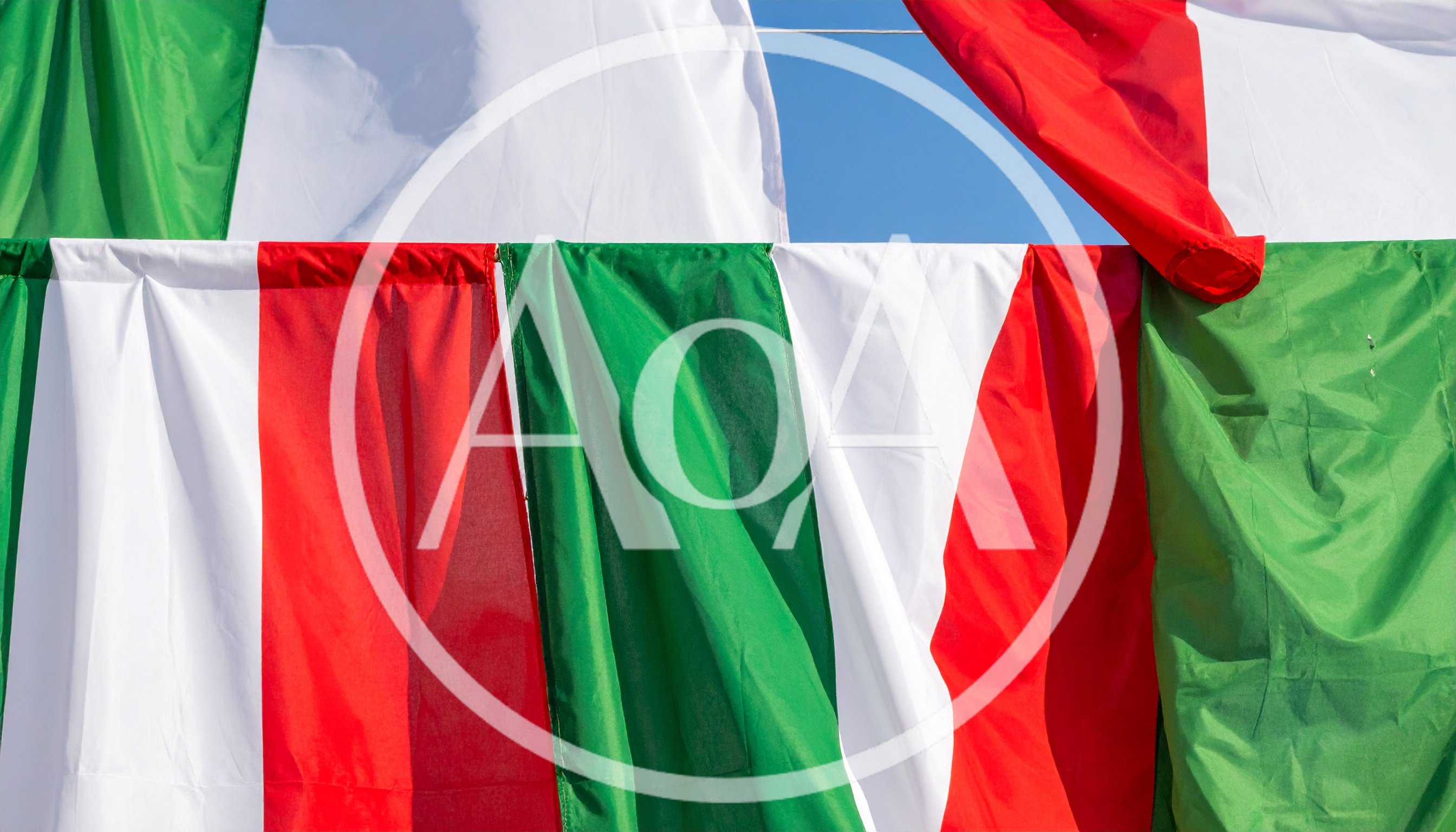 Multiple Italian Flags Hanging Outdoors
