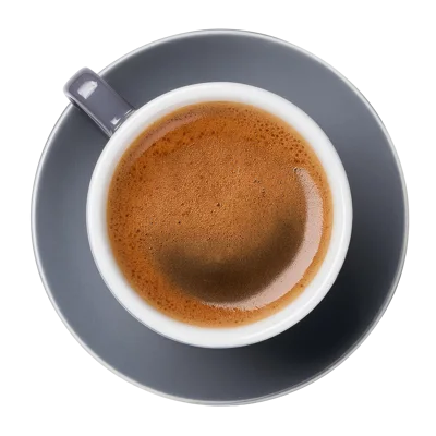Top View Of Espresso Coffee In A Grey Cup