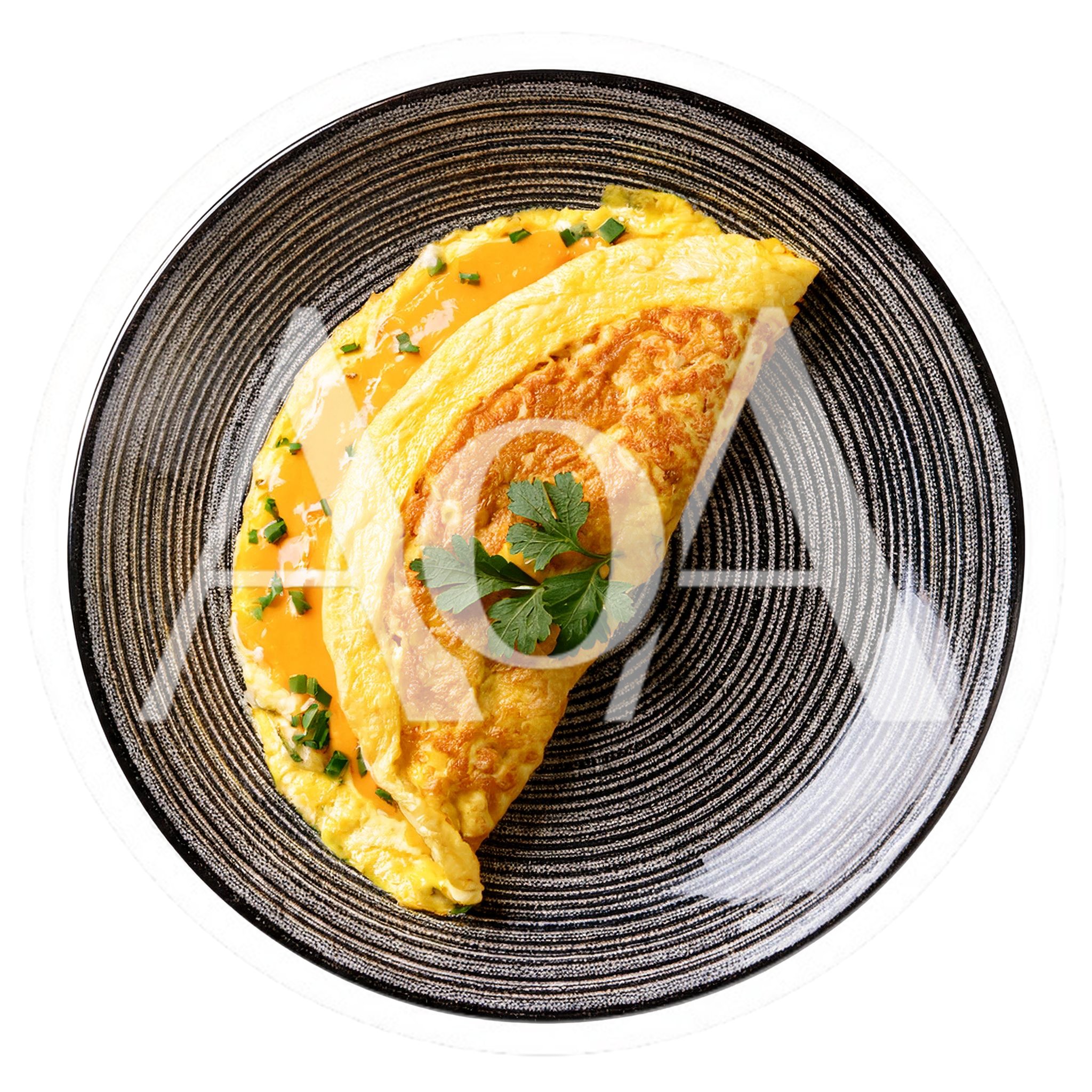 Freshly Cooked Omelet With Herbs On A Plate