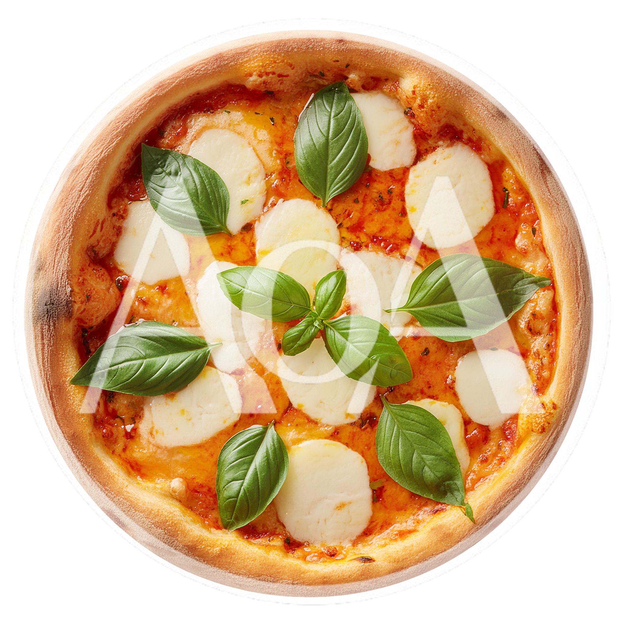 Fresh Margherita Pizza With Basil Leaves