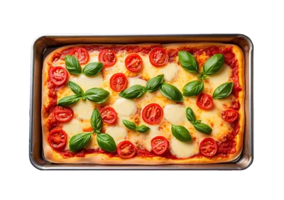 Fresh Homemade Margherita Pizza In A Baking Tray