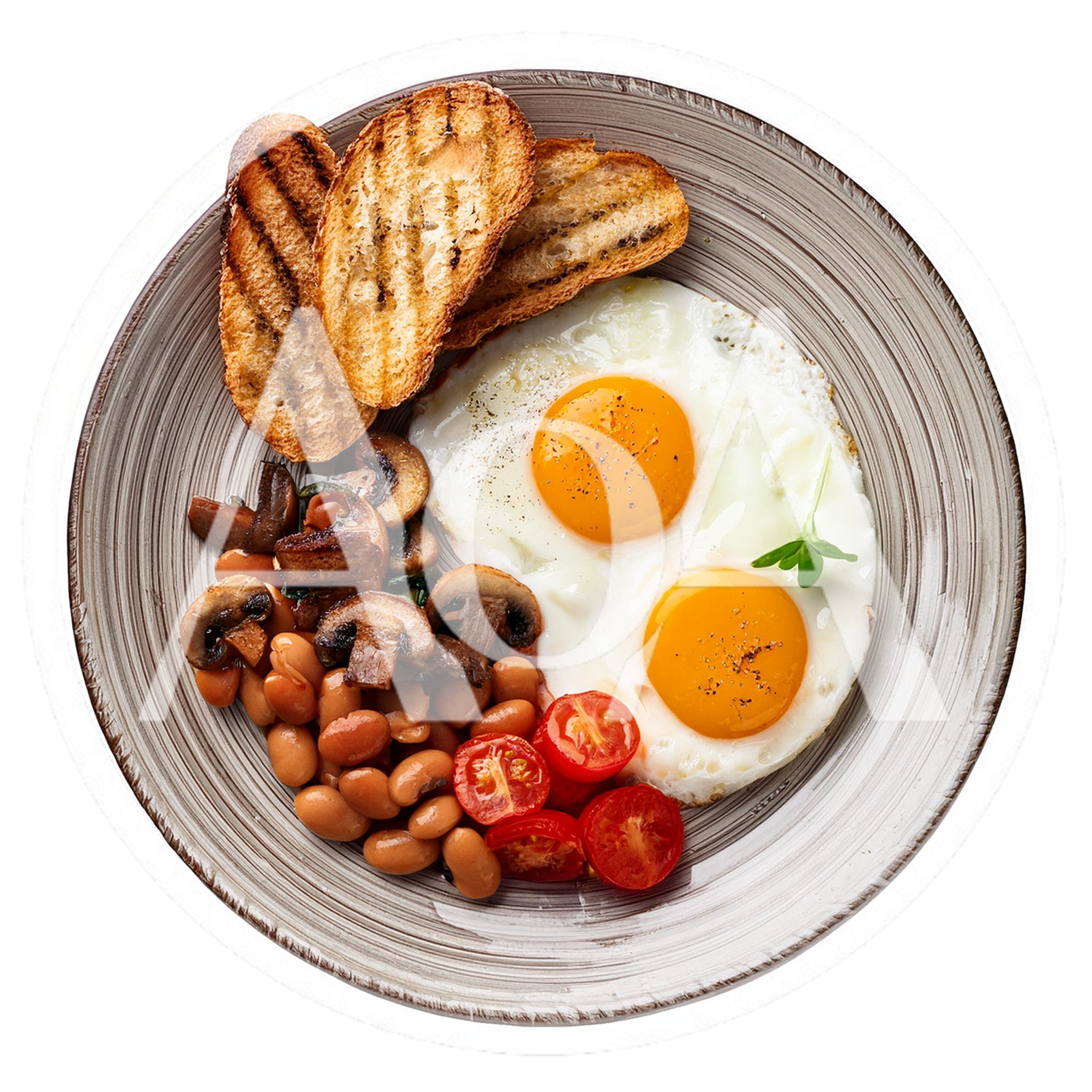 Full English Breakfast Plate With Eggs And Beans