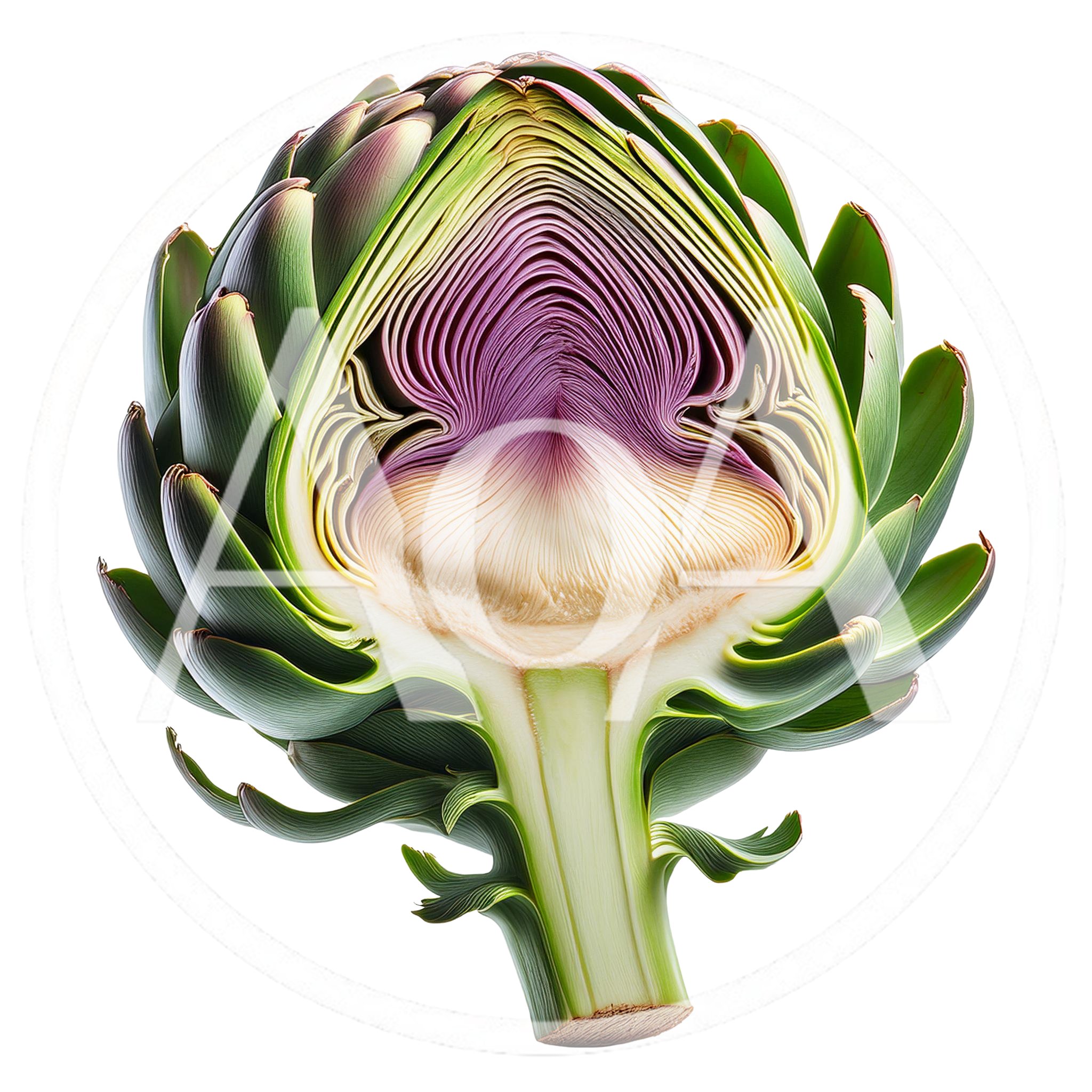 Cross Section Of A Fresh Green Artichoke