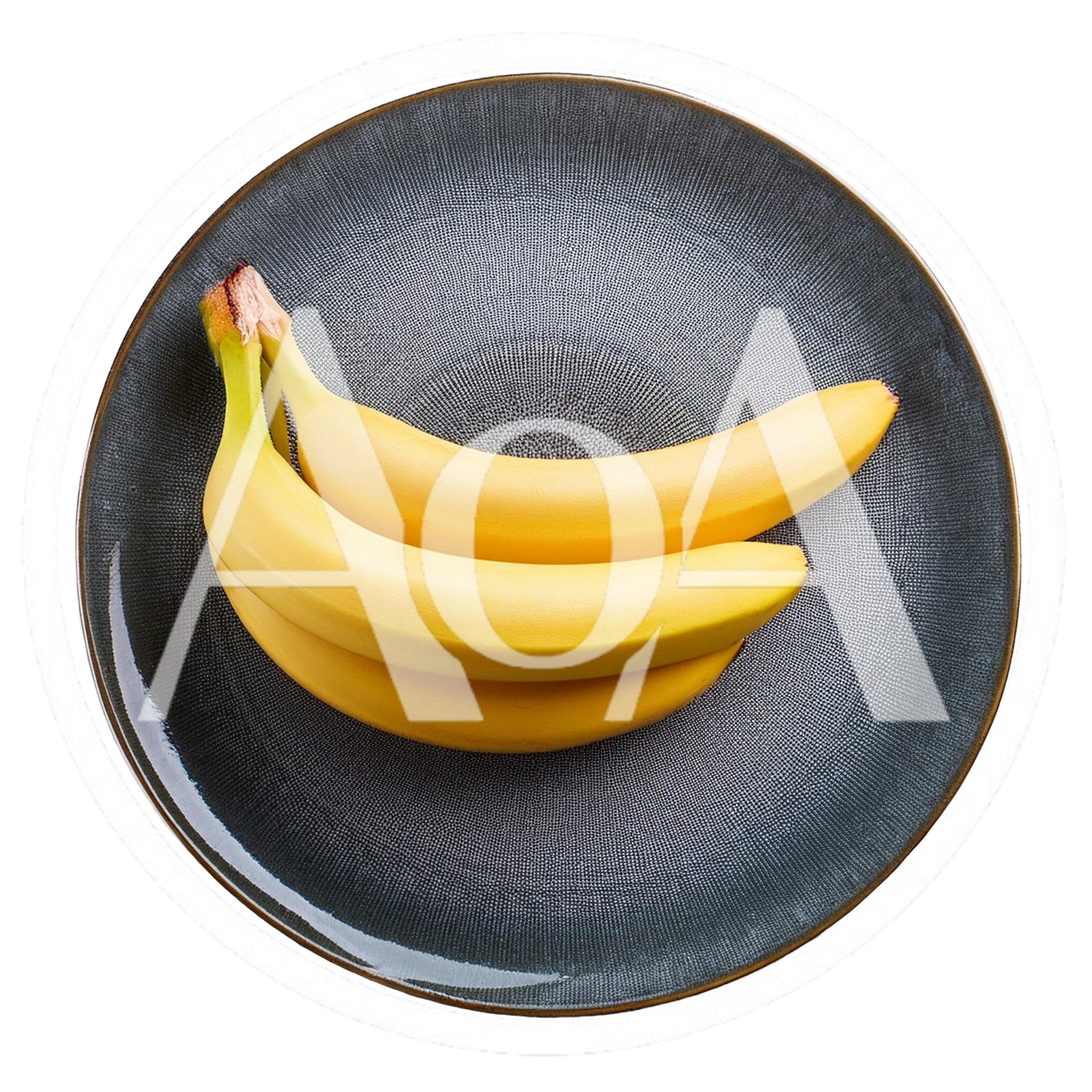 Three Fresh Yellow Bananas On A Textured Plate