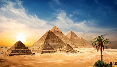 The Great Pyramids Of Giza At Sunset