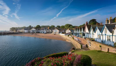 Picturesque Coastal Village With Beach And Waterfront Houses