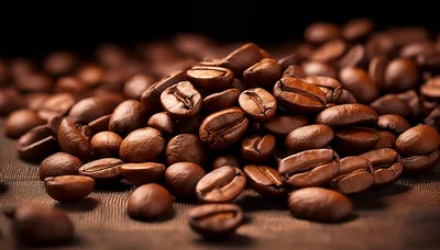 Roasted Coffee Beans Pile Close Up