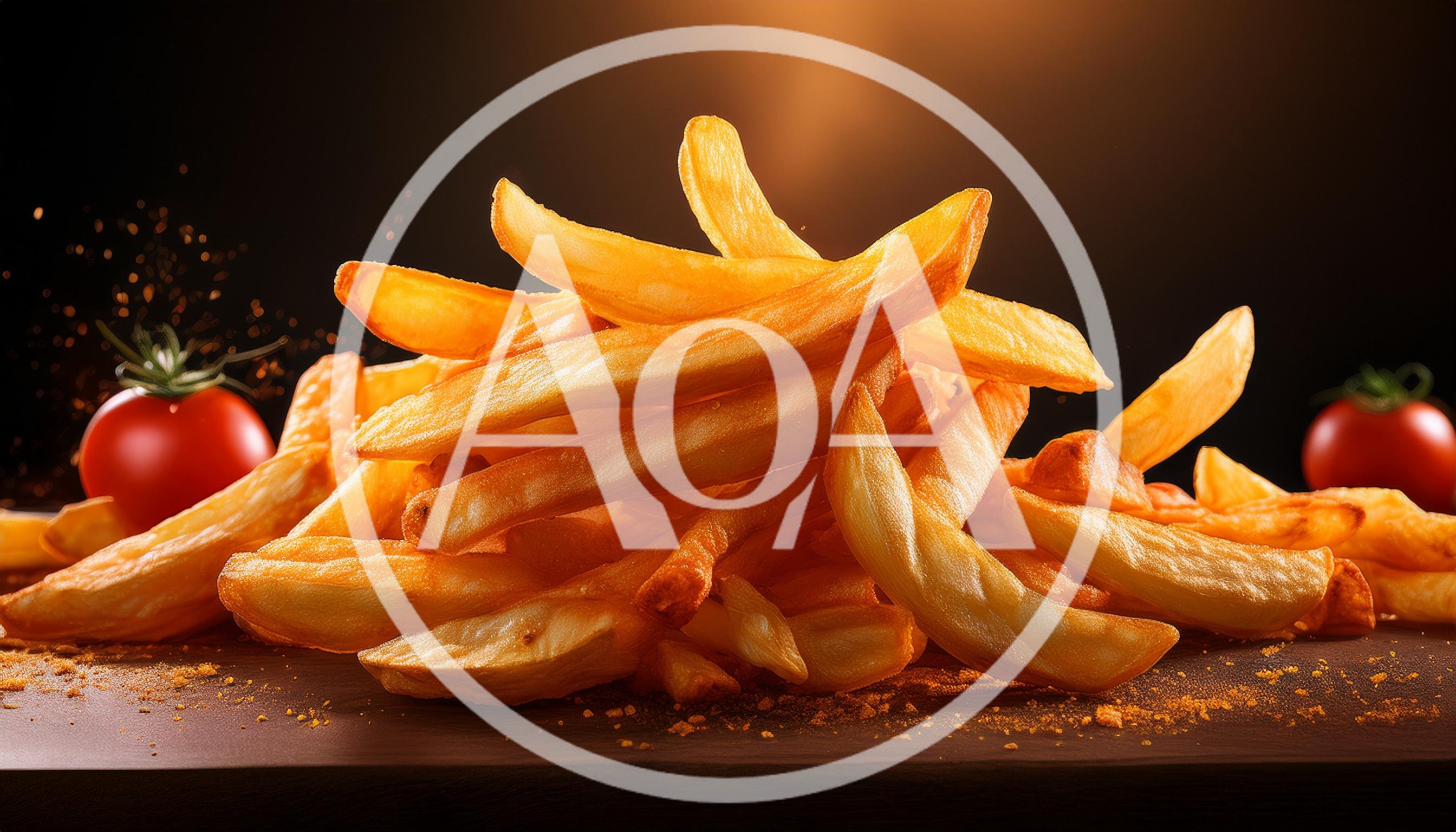 Golden Crispy French Fries With Fresh Tomatoes