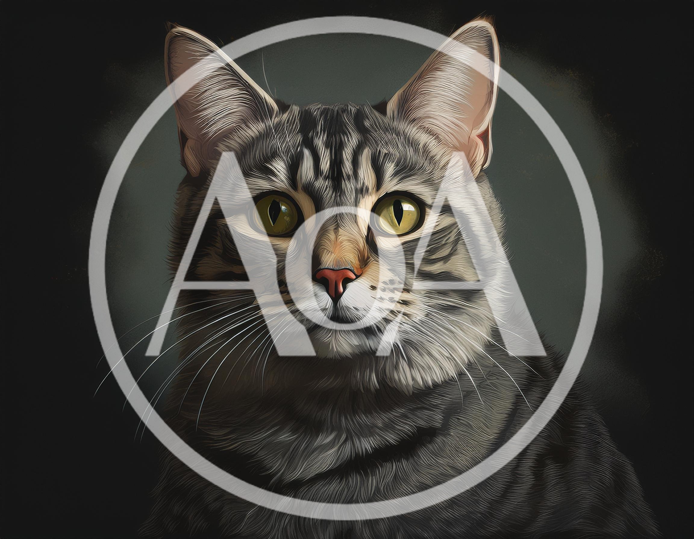 Portrait Of A Tabby Cat With Green Eyes