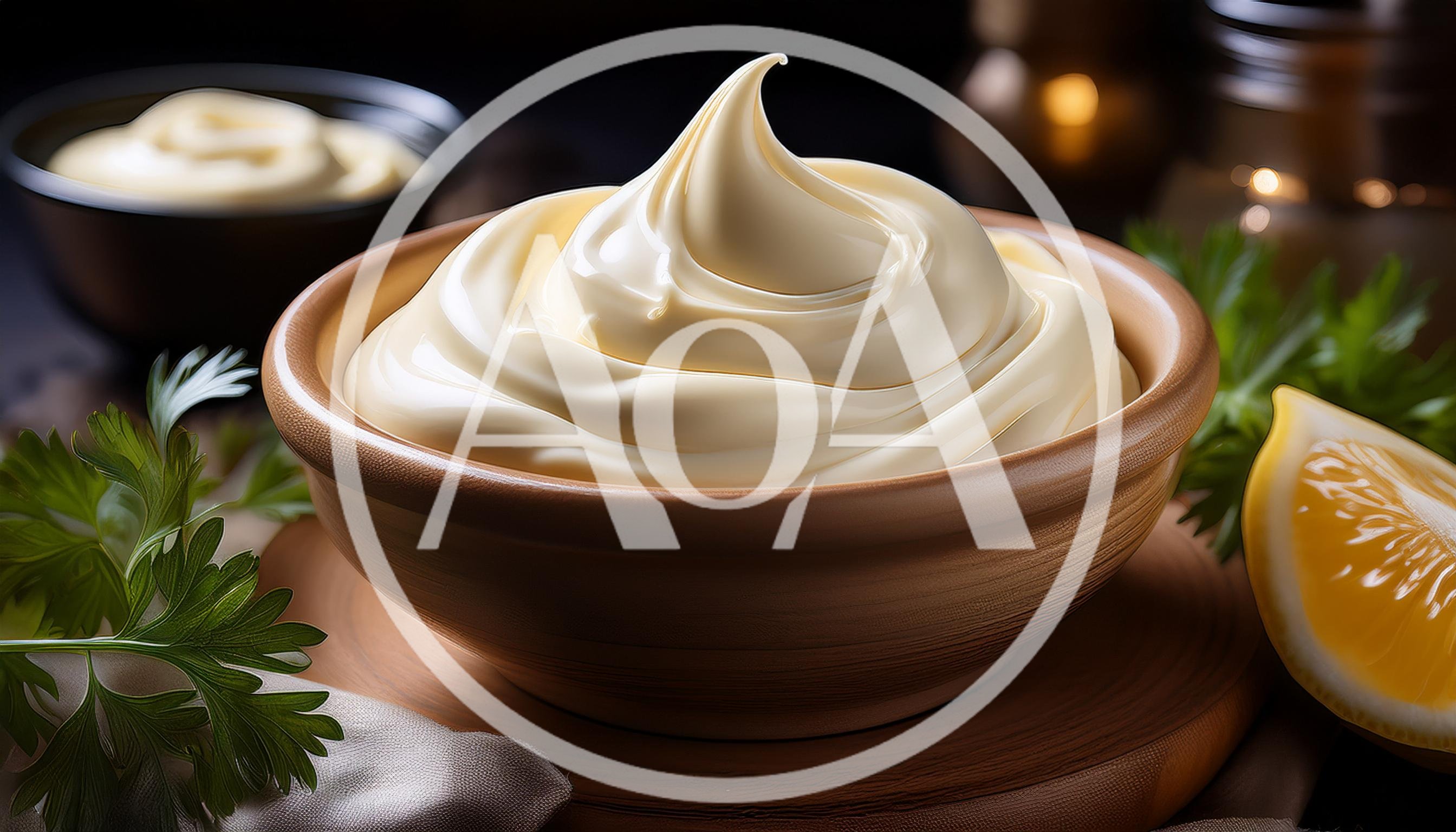 Creamy Mayonnaise In A Rustic Ceramic Bowl