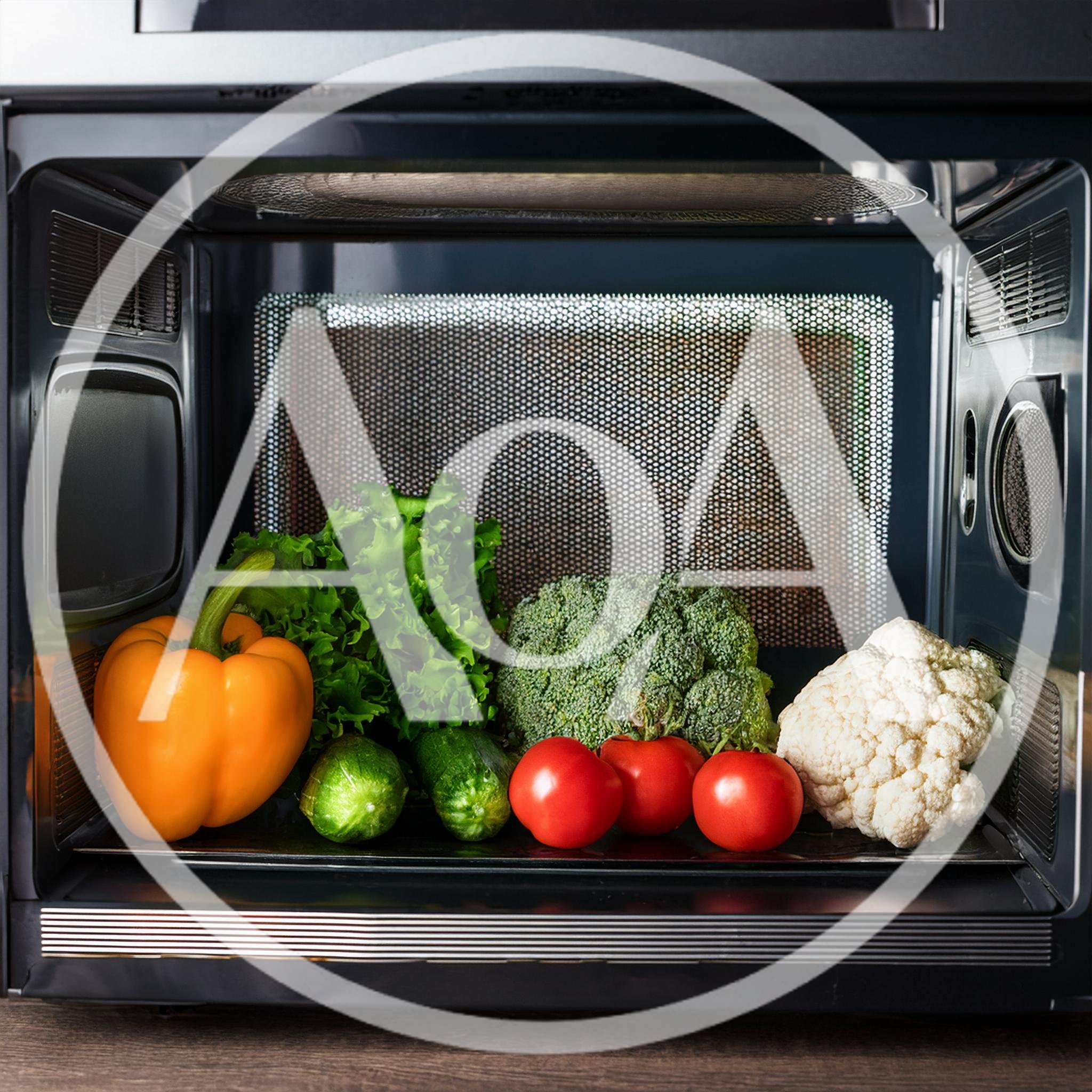 Fresh Vegetables Arranged Inside A Microwave Oven