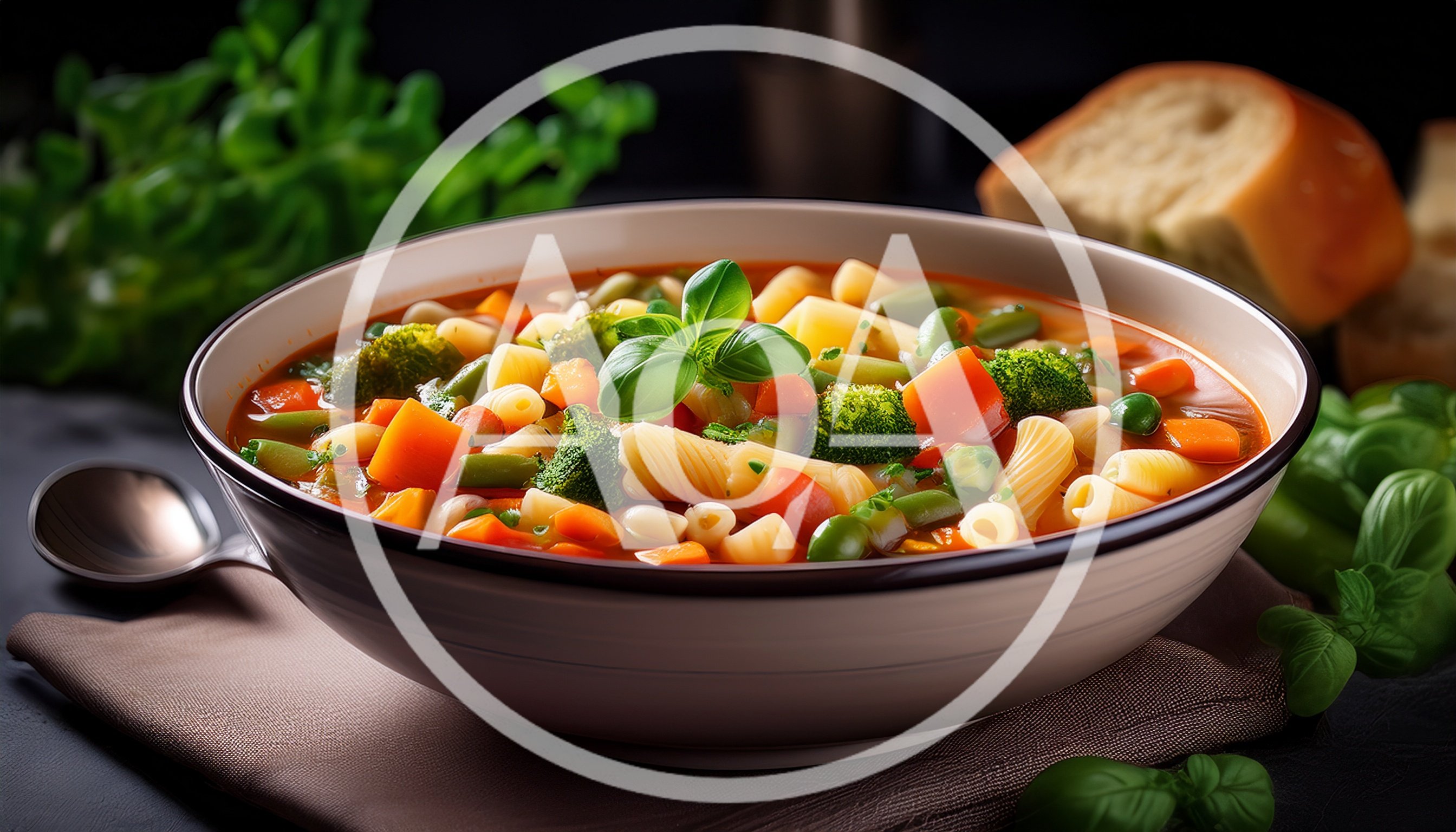 Bowl Of Hearty Vegetable Minestrone Soup