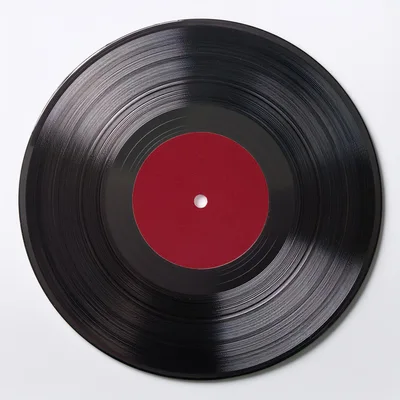 Black Vinyl Record With Red Center Label