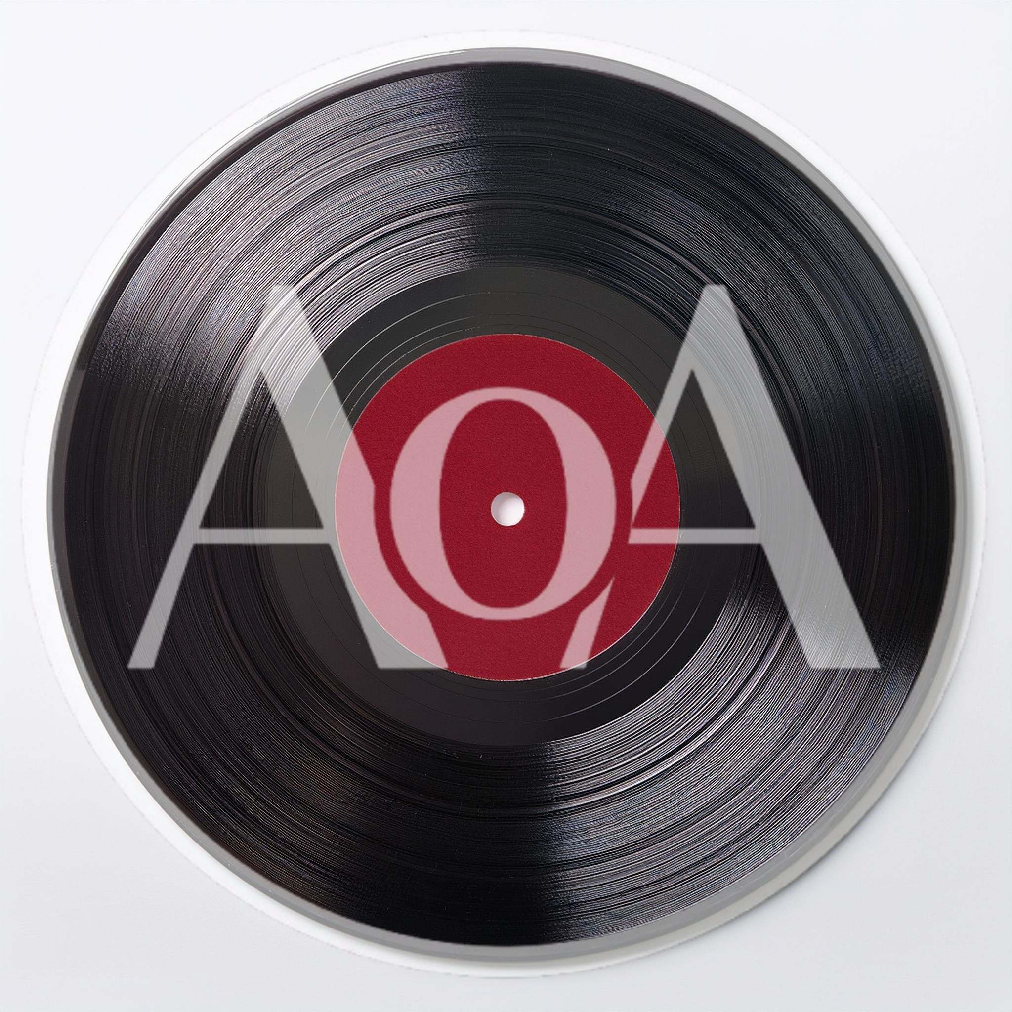 Black Vinyl Record With Red Center Label