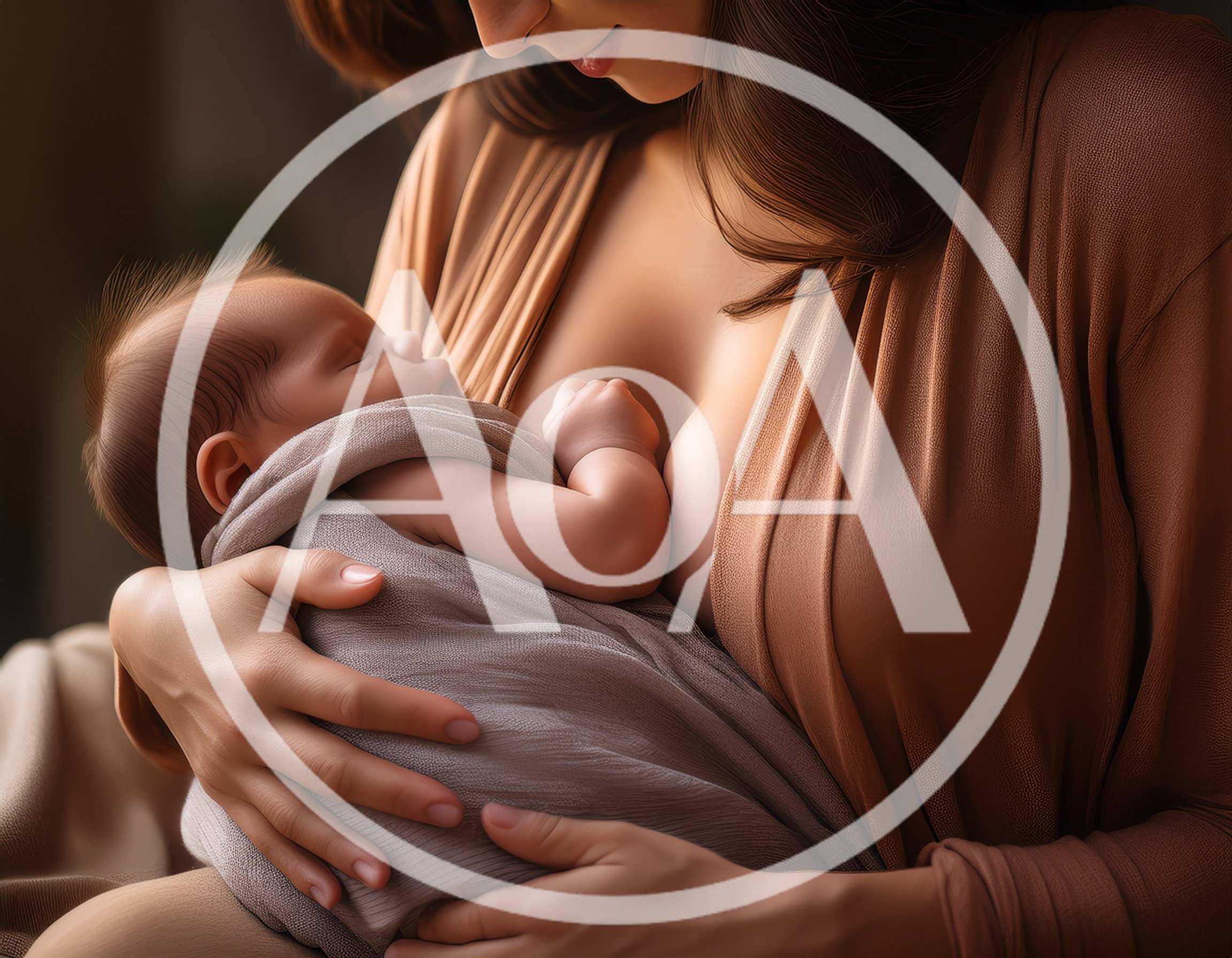 Mother Breastfeeding Her Newborn Baby In Soft Light