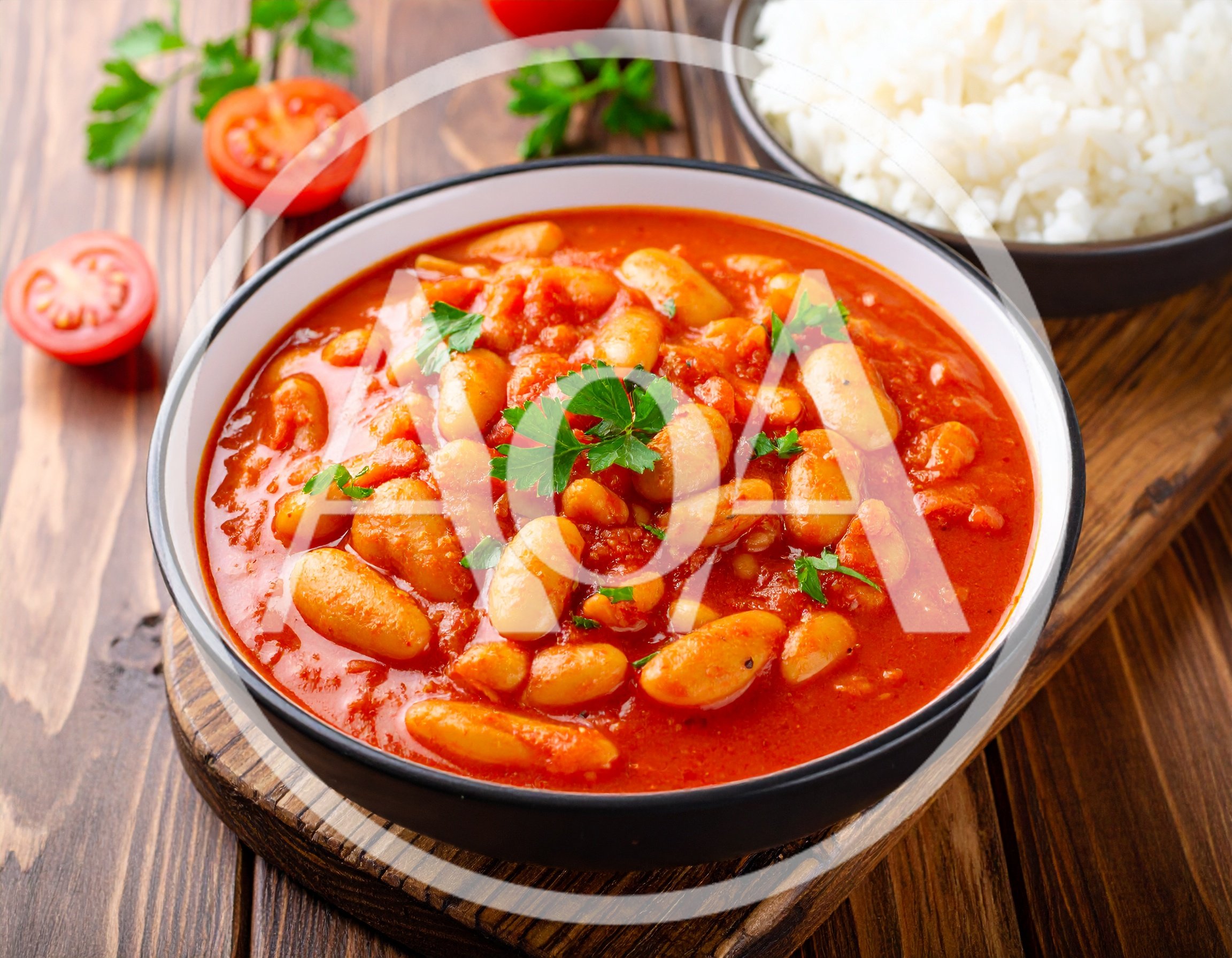 Bowl Of Greek Giant Beans In Tomato Sauce