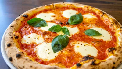 Freshly Baked Neapolitan Margherita Pizza With Basil