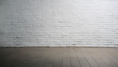 Empty Room With White Brick Wall And Wooden Floor