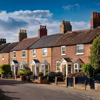 Row Of Traditional English Brick Terraced Houses