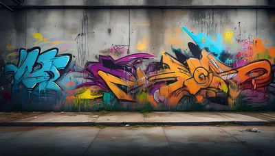 Vibrant Graffiti Art Mural On Urban Concrete Wall