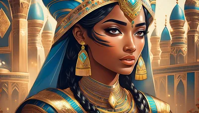 Portrait of an Egyptian Queen in Ornate Royal Attire