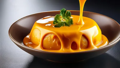 Orange Sauce Pouring Over A Smooth Dessert