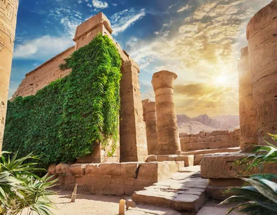 Ancient Egyptian Temple Ruins At Karnak Complex