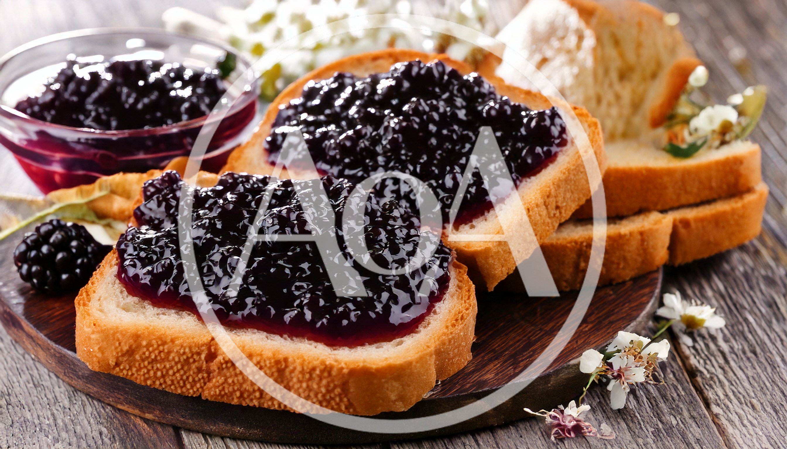 Slices of Toasted Bread with Blackberry Jam