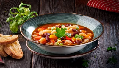Bowl Of Hearty Vegetable And Bean Soup