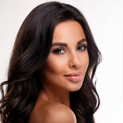 Portrait Of A Beautiful Woman With Long Dark Hair