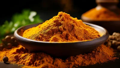 A Bowl Of Vibrant Turmeric Powder
