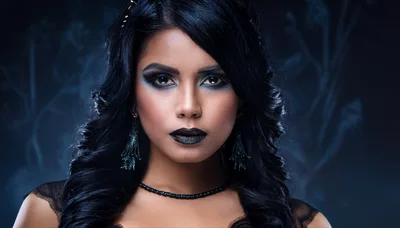 Portrait Of A Gothic Woman With Dark Makeup