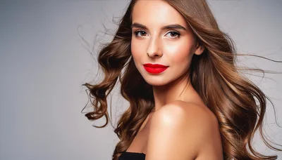 Portrait Of A Beautiful Woman With Long Wavy Hair