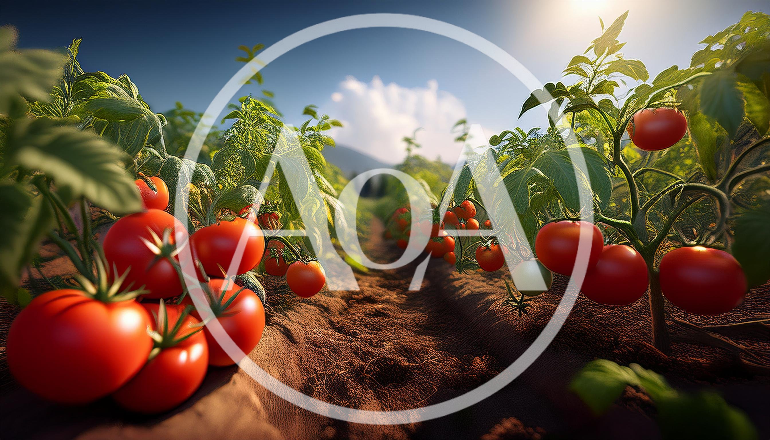 Ripe Red Tomatoes Growing In A Sunny Field