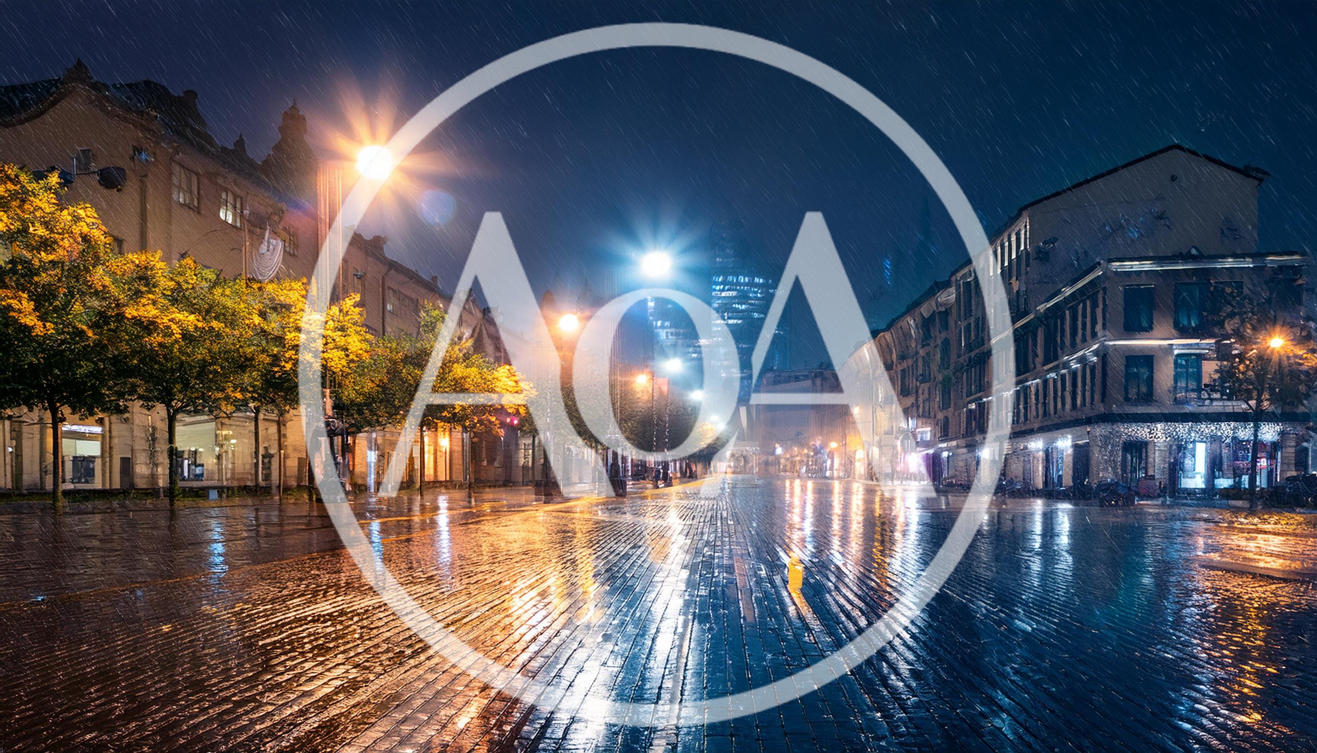 Empty City Street At Night During Rain