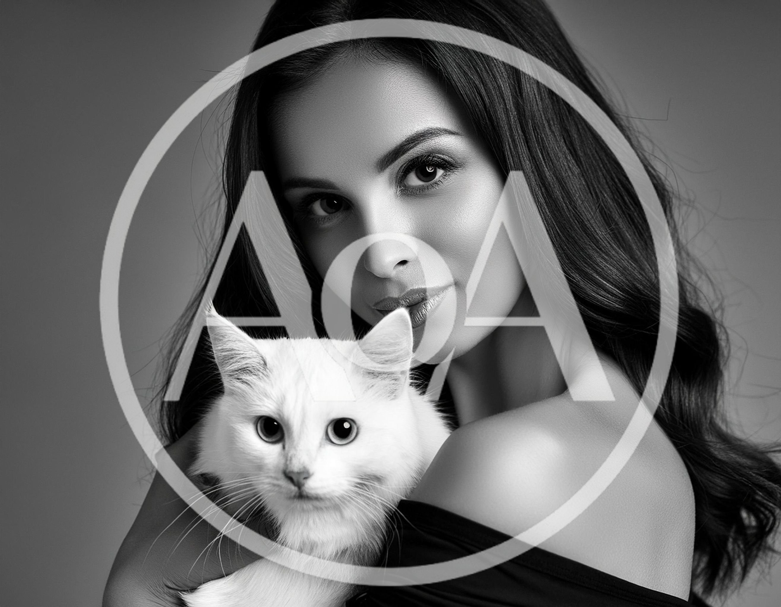 Beautiful Woman Holding A Fluffy White Cat