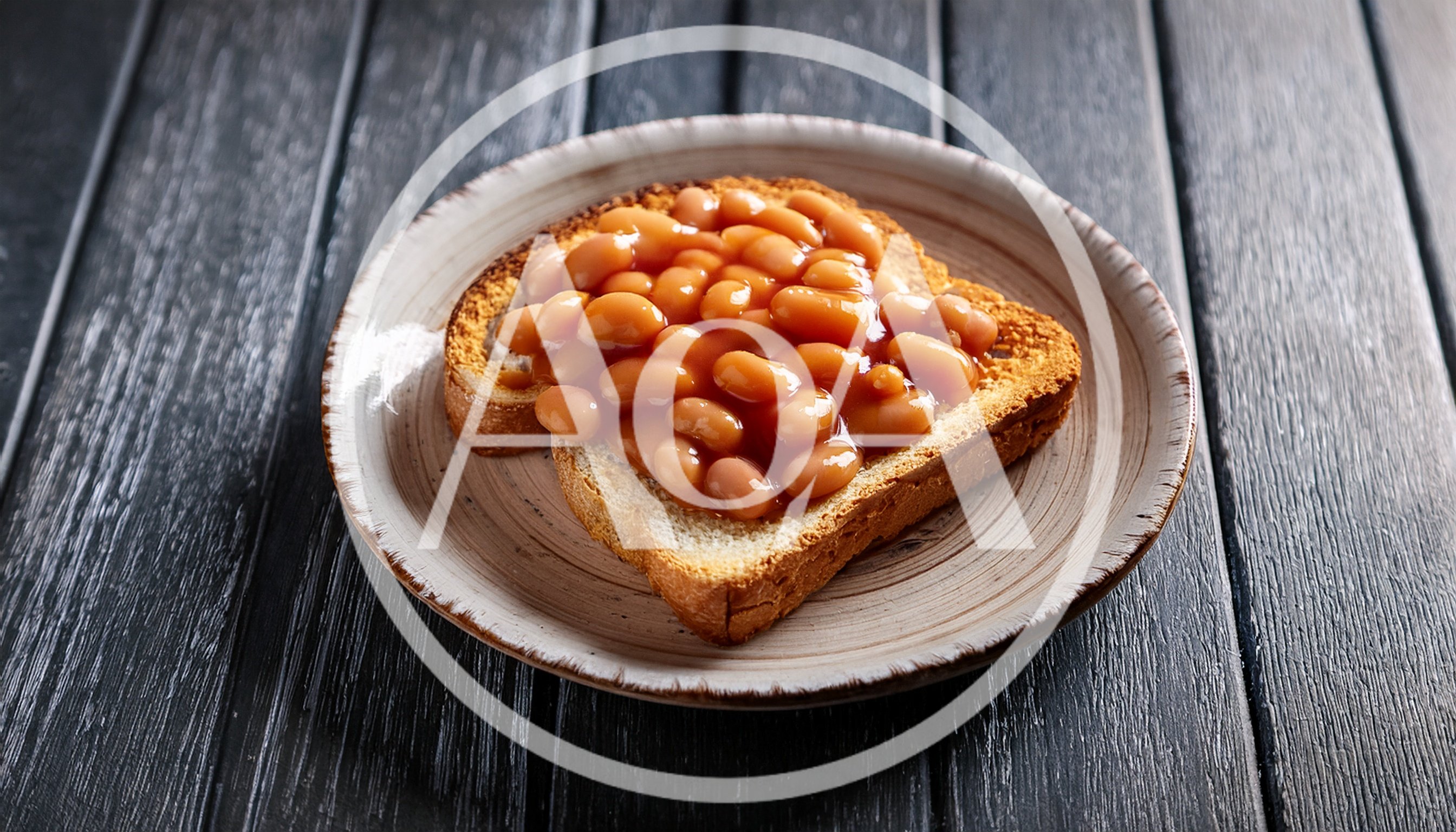 Beans on Toast on a Rustic Plate