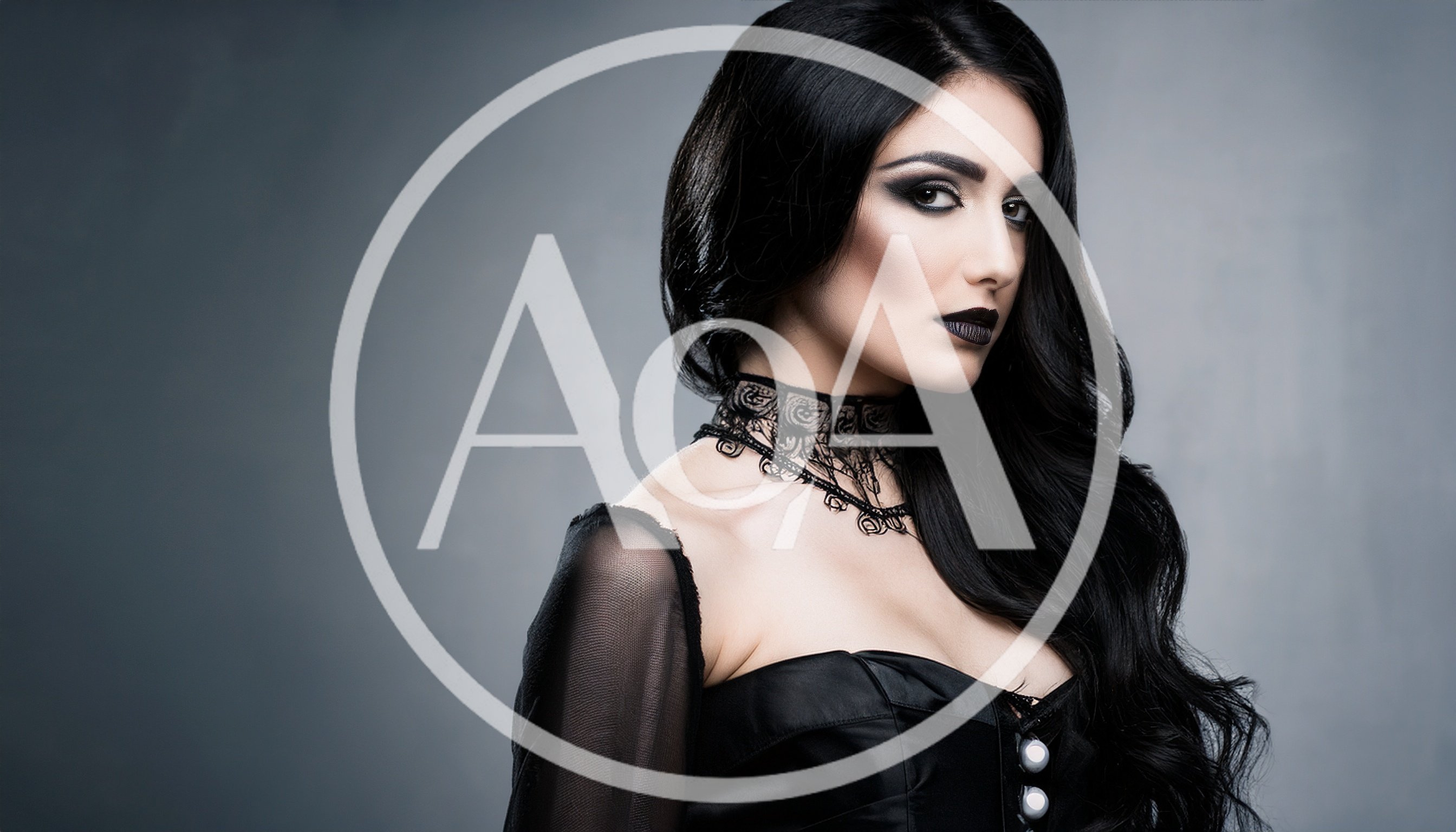 Gothic Woman With Dark Makeup And Lace Choker